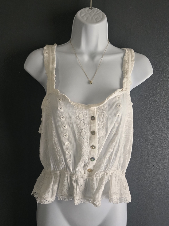 BB Dakota by Steve Madden Tops - BB Dakota by Steve Madden Cream Eyelet Ruffled Coquette Dainty Tank Top M